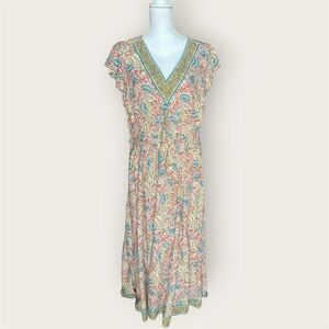 Lea Kaftan Floral V-Neck Dress